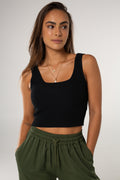 Breeze Ribbed Cropped Tank - Black image 0