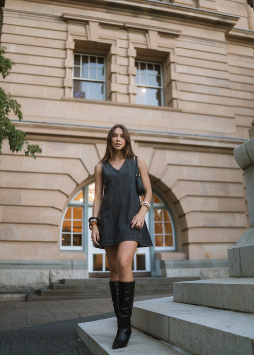 Agatha - Black Washed -Denim Dress image 0
