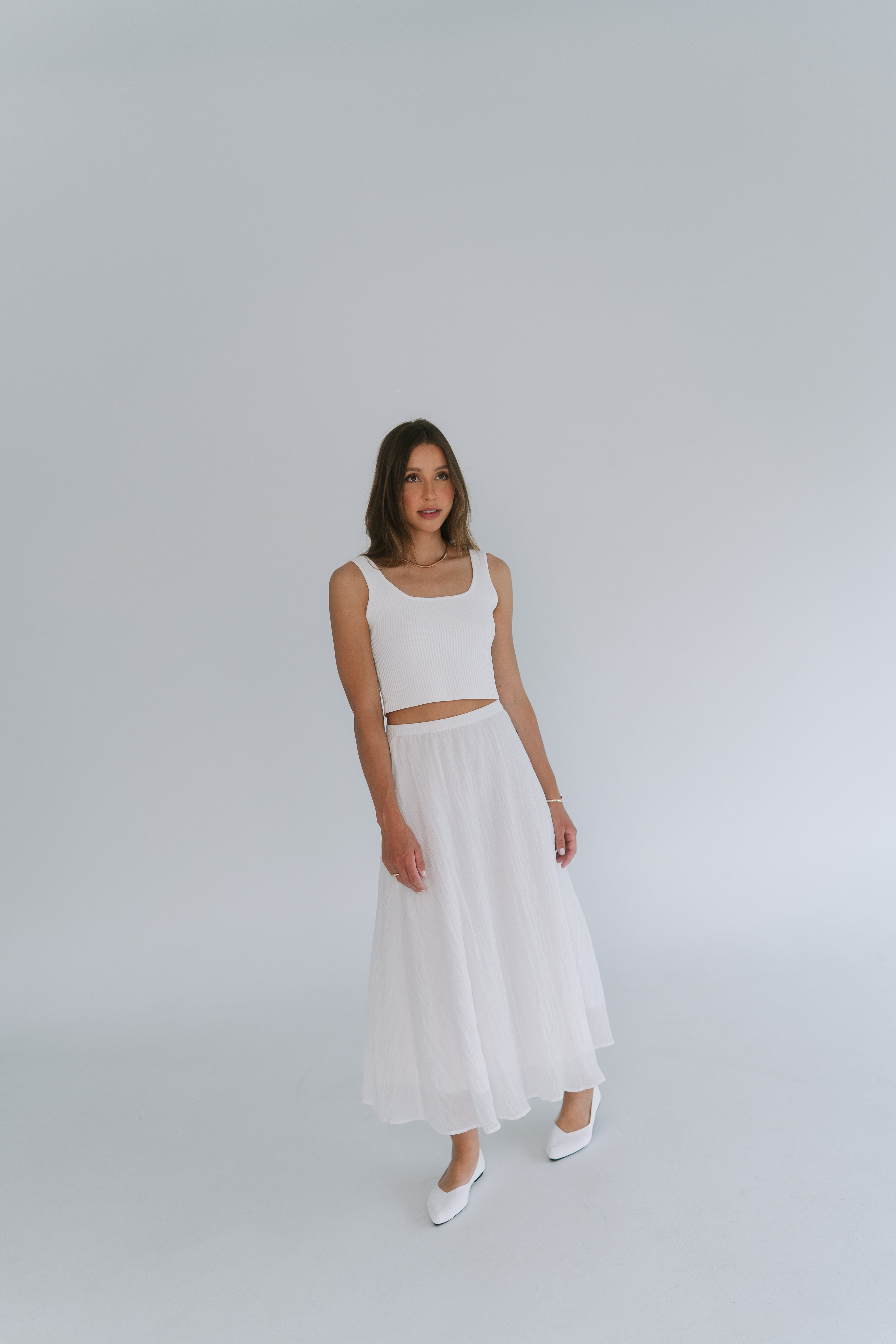 Julie Crinkle Texture Skirt -White - Limited Edition