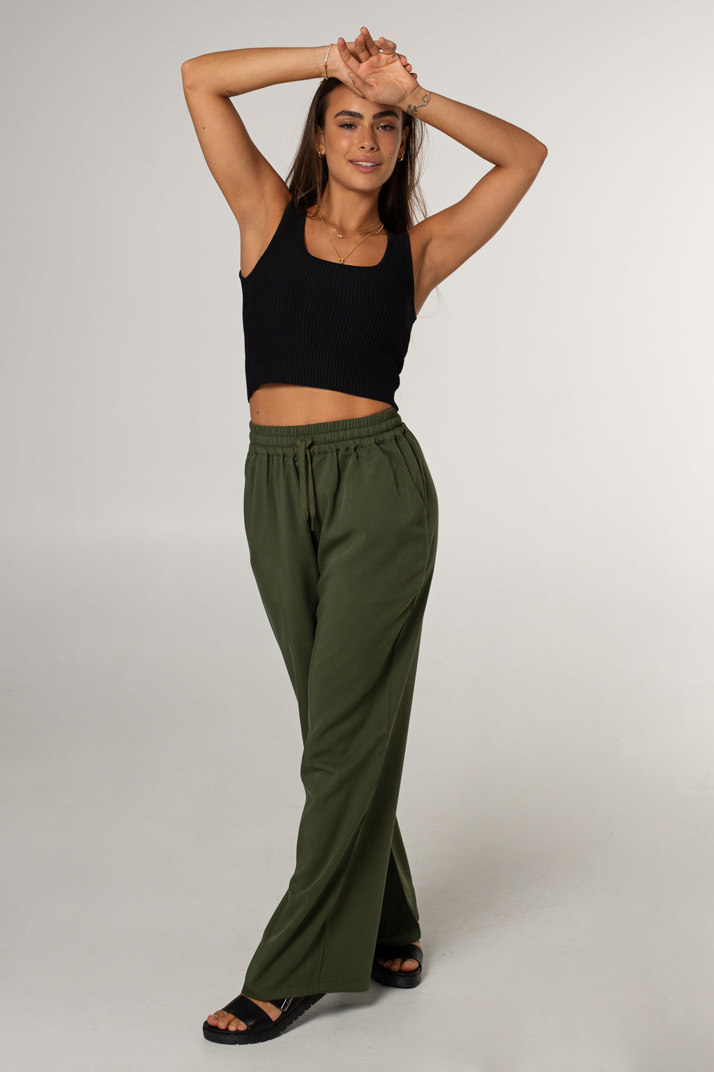 Breeze Ribbed Cropped Tank - Black image 3
