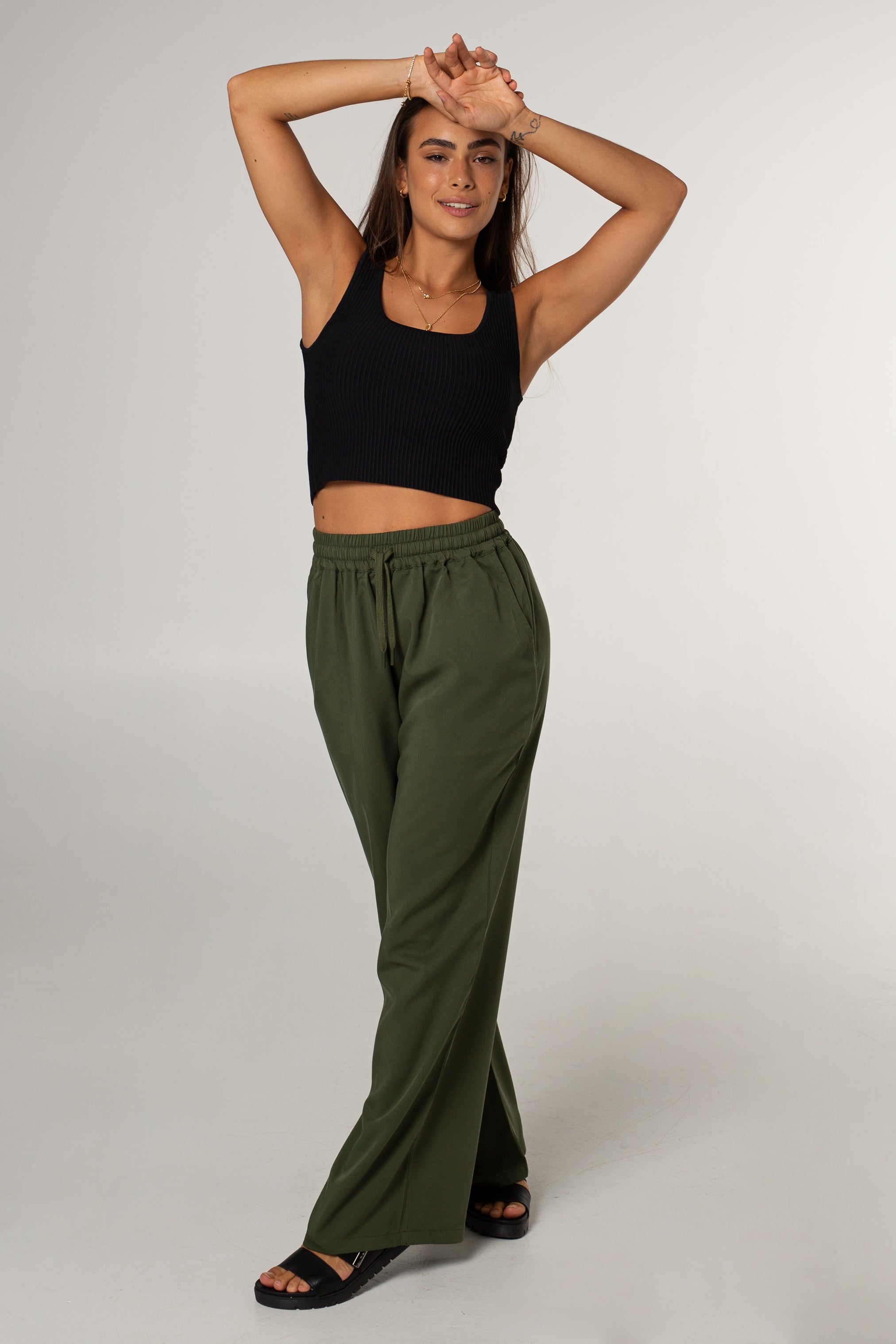 Breeze Ribbed Cropped Tank - Black image 3