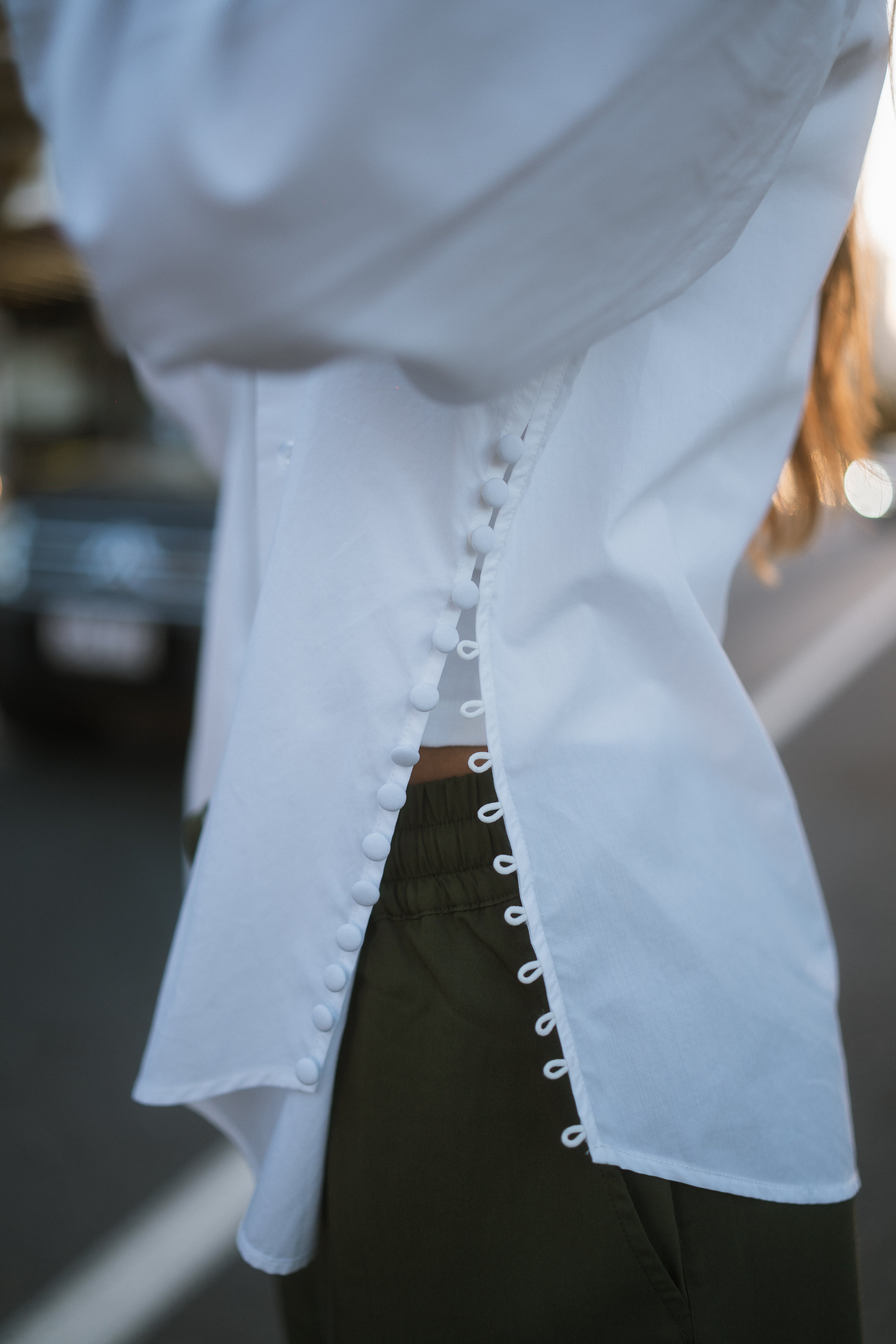 Eva Shirt with Adjustable Side Buttons - White - Limited Edition