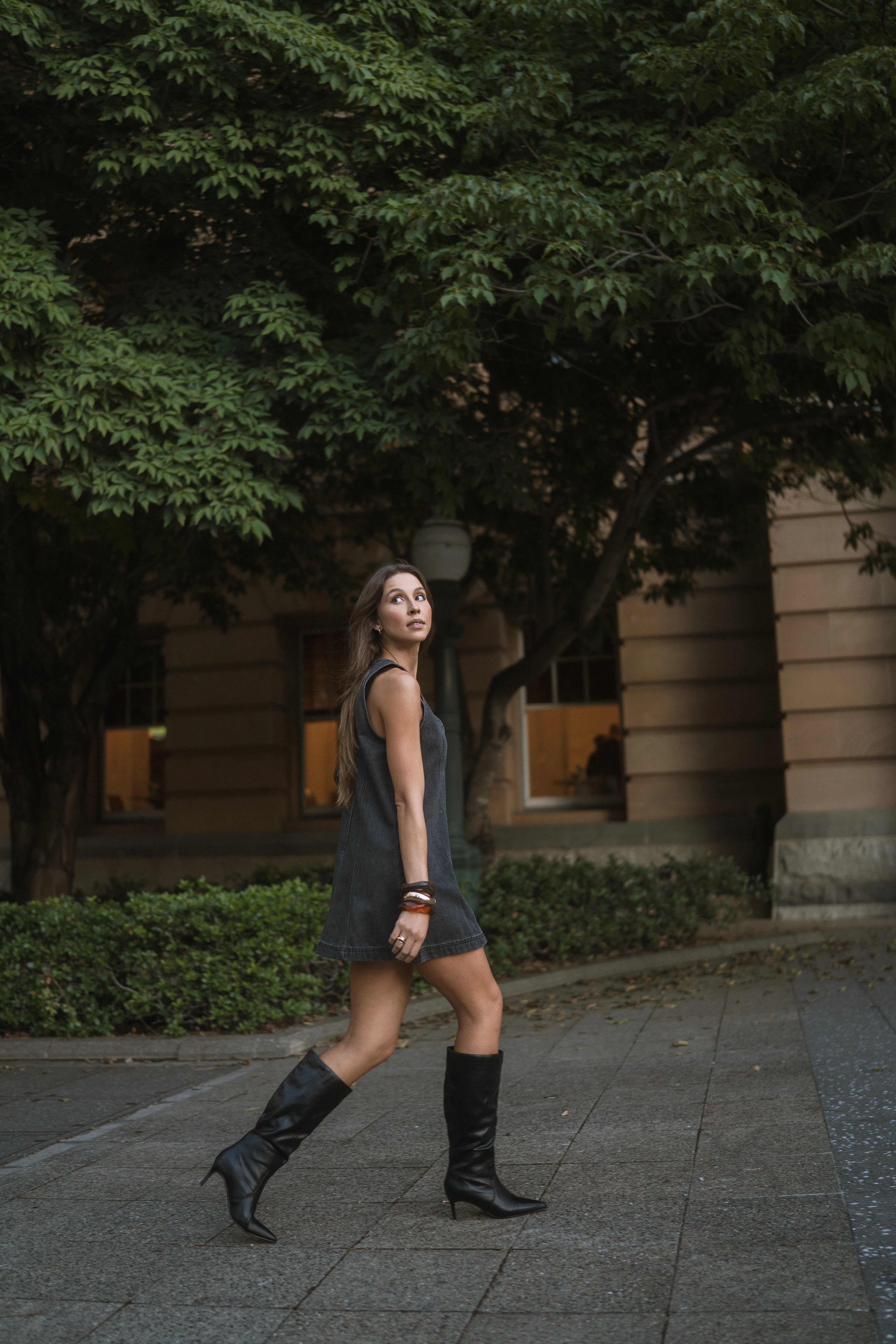 Agatha - Black Washed -Denim Dress